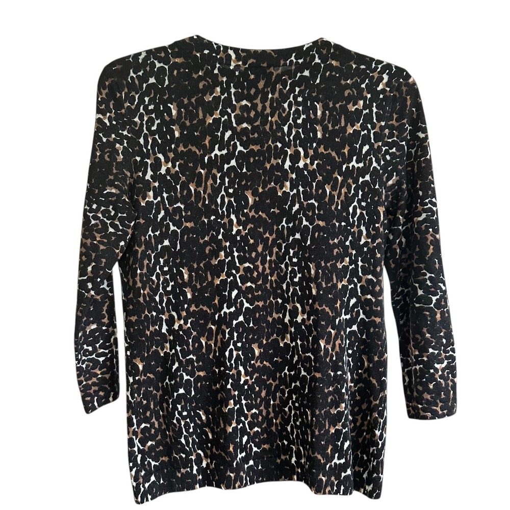 Talbots Pure Merino Wool Leopard Print Long Sleeve Sweater M Quiet Luxury - Picture 2 of 4